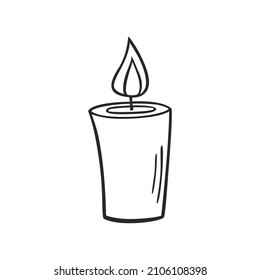 Hand drawn icon of candle in doodles style isolated on white background.