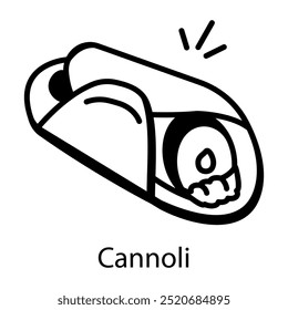 Um ícone desenhado à mão de cannoli 