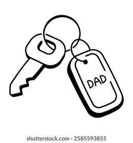 A hand drawn icon of car key 