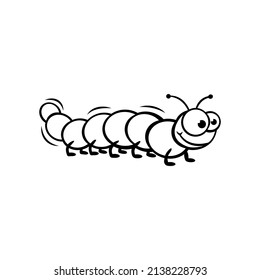 Hand drawn icon of caterpillar in doodle style isolated on white background.