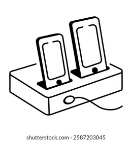 A hand drawn icon of charging dock 

