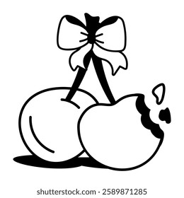 A hand drawn icon of cherries 

