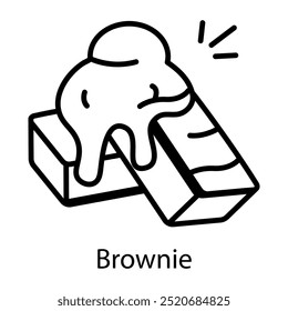 A hand drawn icon of chocolate brownie 