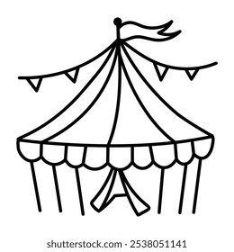 A hand drawn icon of circus tent 

