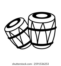 A hand drawn icon of classical drums 
