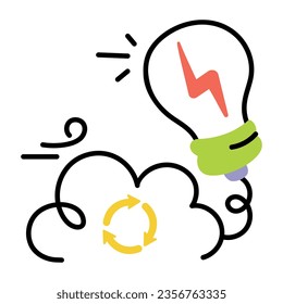 Handgezeichnete Ikone der Wolkenenergie 