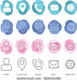 Hand drawn icon color set