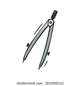 Icono dibujado a mano de la brújula para trazar línea en estilo doodle aislado en fondo blanco.