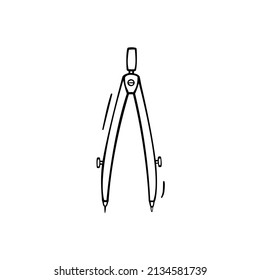 Icono dibujado a mano de la brújula para trazar línea en estilo doodle aislado en fondo blanco.