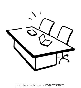A hand drawn icon of conference table 

