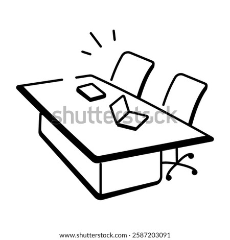 A hand drawn icon of conference table 

