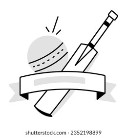 A hand drawn icon of cricket label 