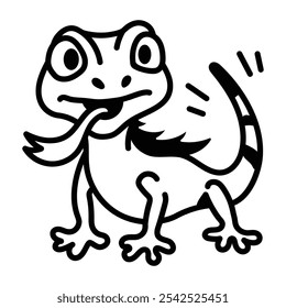 Um ícone desenhado à mão de lagarto bonito 

