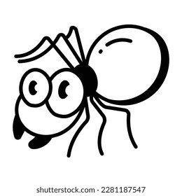 Icono dibujado a mano de una araña linda 