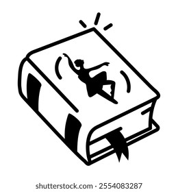 A hand drawn icon of a dance book 
