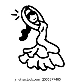 A hand drawn icon of dancing lady 
