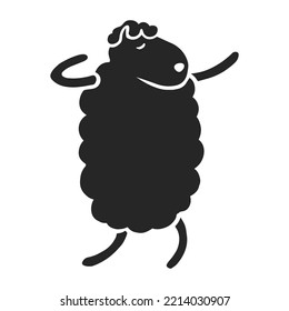 Icono dibujado a mano bailando ovejas dibujadas a mano. Ilustración vectorial.