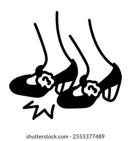 A hand drawn icon of dancing shoes 

