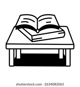 Un icono dibujado a mano que representa una mesa de lectura 

