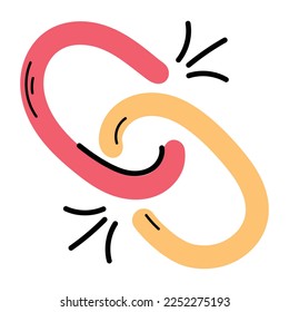 Un diseño de icono dibujado a mano del enlace 