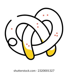 Hand drawn icon design of pretzel