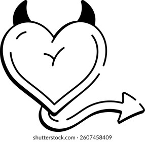 A hand drawn icon of a devil heart 

