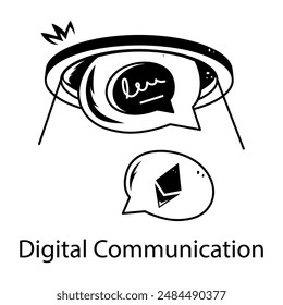 Un icono dibujado a mano de la comunicación digital 