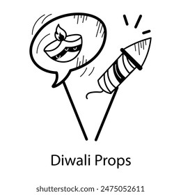 A hand drawn icon of diwali props 
