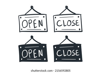 Hand Drawn Icon Doodle Of Open And Close Sign Board Cartoon Vector Illustration