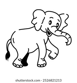 Hand drawn icon of elephant running 