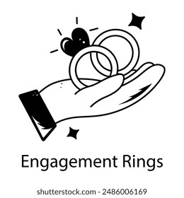 A hand drawn icon of engagement rings 