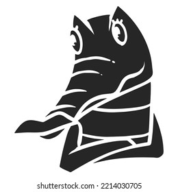 Hand drawn icon female alligator cartoon character. Vector illustration.