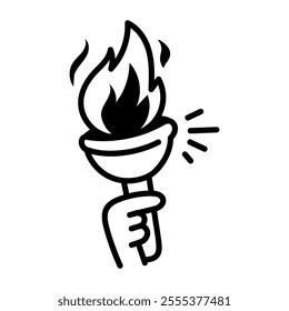 A hand drawn icon of fire torch 
