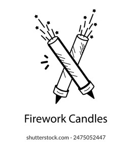 Un icono dibujado a mano de velas de fuegos artificiales 