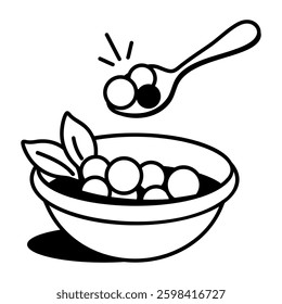 A hand drawn icon of fish eggs in a bowl 
