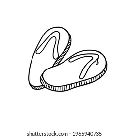 Handgezeichnete Symbol von Flip-Flops im Doodle-Stil einzeln auf weißem Hintergrund. Vektorgrafik