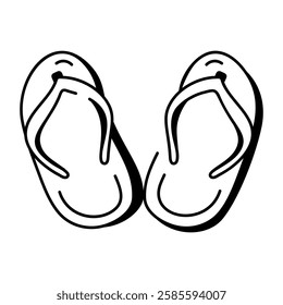 A hand drawn icon of flip flops 
