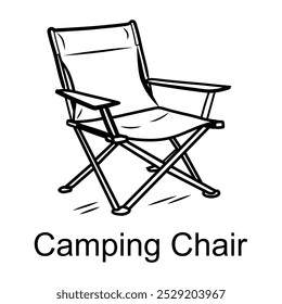 A hand drawn icon of a folding camping chair, perfect for relaxing outdoors
