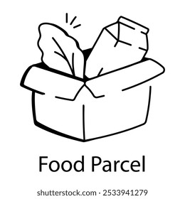 Hand drawn icon of food parcel 

