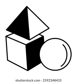 A hand drawn icon of geometric shapes 

