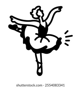 A hand drawn icon of a girl standing in ballerina pose 

