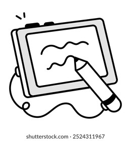 Icono dibujado a mano de la tableta gráfica con la pluma 

