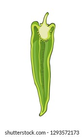Hand drawn icon of green fresh pepperoni pepper for posters, brochures, banners, restaurant menu design and market. Healthy food and vegetarian conception 