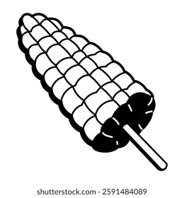 A hand drawn icon of grilled corn 
