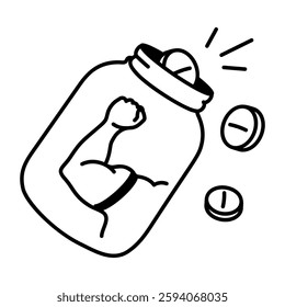 A hand drawn icon of gym supplements in a jar 
