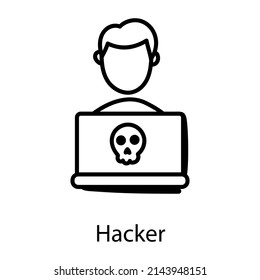 Un icono de hacker dibujado a mano es fácil de usar y descargar 

