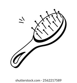 Hand drawn icon of hair brush in modern style