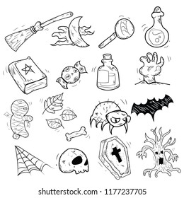 hand drawn icon halloween doodle vector