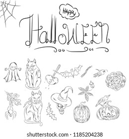 hand drawn icon halloween doodle vector