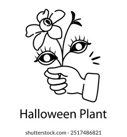A hand drawn icon of halloween plant 
